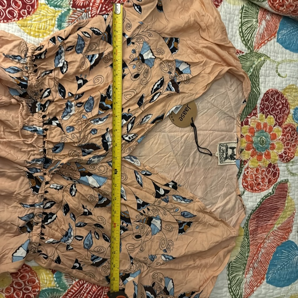 Anthropologie Jaase Floral Dandelion Wide Leg Jumpsuit Peach Blue Size XL Women - Picture 10 of 13